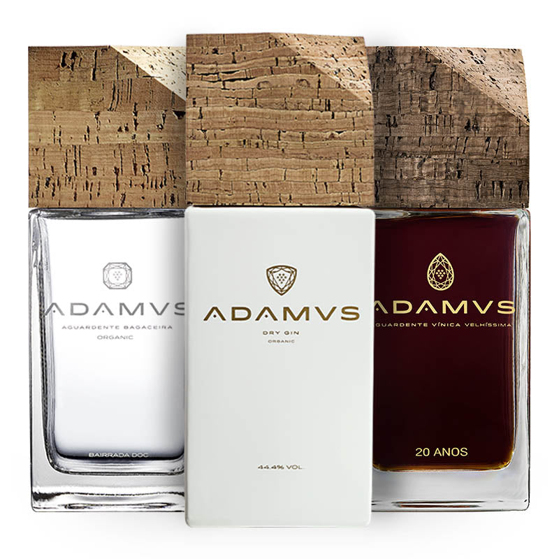 Adamus Pack of Organic Dry Gin 70cl, Marc Spirit 70cl & Old Wine Spirit 70cl