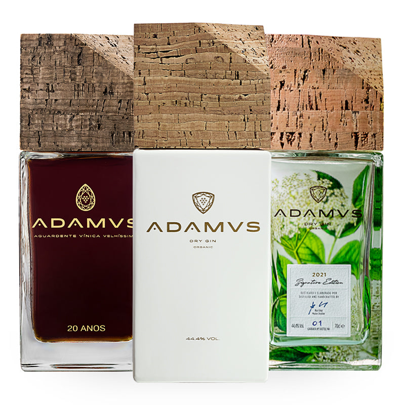 Adamus Pack of Signature Edition 2021 70cl, Organic Dry Gin 70cl & 20 Years Old Wine Spirit 70cl